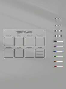 1pc Weekly Planner Acrylic Decorative Magnetic Sticker (Comes With 6 Magnetic Whiteboard Pens), Erasable Transparent Waterproof Refrigerator Sticker, Memo Board, Whiteboard For Home Use - I - View 13