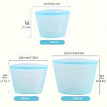 1 pieza Bolsas de almacenamiento de alimentos de silicona - Reutilizables, a prueba de fugas & Contenedores con cierre vertical para frescura - Esenciales de cocina, 17.6oz/35.2oz/52.8oz - Multicolor - Ver 4