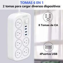 Power Strip With 1 USB Type-C Port, 2 USB Ports And 3 Standard Outlets, 6-In-1 Power Strip 2500W - Japan A Type Plug(100V) - View 1