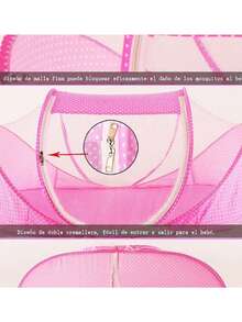 IMPORTEEK 1 Pieza Mosquitero Plegable para Bebé Tienda Portátil para Cuna Dormitorio Exterior - Rosa - Ver 5