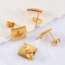 10个304不锈钢方形弧形耳环底座，带孔，适合悬挂吊坠和DIY女士耳环 - 耳環 - 查看 7