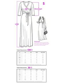 Đầm ngắn tay cổ chữ V thắt eo dành cho nữ, thích hợp cho mùa xuân/hè. - Xám - Xem 4