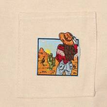 3pcs Cowgirl In The Desert Iron-On Embroidered Patches - Western Bar Applique Badges For Trucker Hats, Jackets, Jeans - Retro Cartoon Cowgirl Design With Cacti & Desert Scene - DIY Clothing Decorations, Gifts For, Cowboy Accessories, Jacket Embellishments, Vibrant Embroidery, Detailed Embroidery - 彩色 - 查看 6