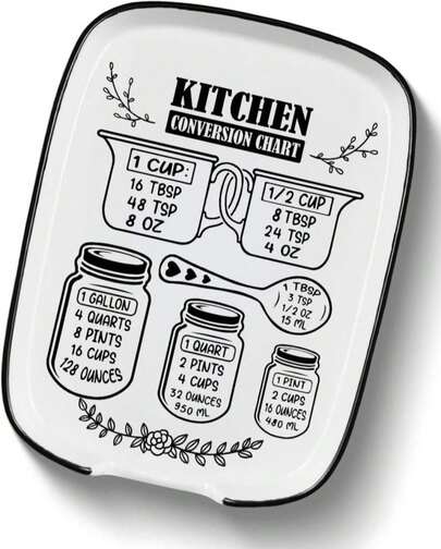 Large Spoon Rest For Stove Top, Funny Ceramic Spoon Holder For Kitchen Counter Dining Table, Cooking Utensil Rest, Conversion Chart Farmhouse Kitchen Accessories For Utensils