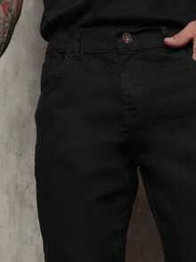 Men's Skinny Jeans With Elastane - Black - View 3