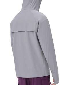 CAMEL CROWN 男士 UPF 50+ 长袖全拉链防晒衣 男士防晒连帽衫 SPF 防紫外线轻薄外套 防晒衣 防晒衣 - 循環灰 - 查看 2