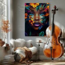 1pc Wrapped Framed Canvas Wall Art, Vintage Prints Poster, Portrait Of Woman, Flower Headdress, Flower Face, Close-up-flowers, Digital Art, Vibrant, Detailed Style, Birthday Party Decor, Decorative Wall Art for Living Room Bedroom Office, Hanging Hardware Included - Wrapped Framed Canvas, Vertical - Lienzo enmarcado - Ver 8