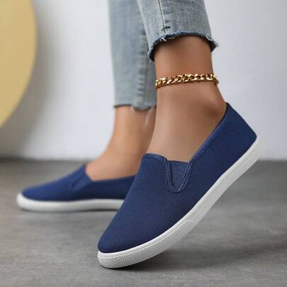 Women's Canvas Shoes, Flat Sneakers, Casual Versatile Work Shoes, Outdoor Shoes, Nurse Shoes, Lightweight Slip-On Shoes