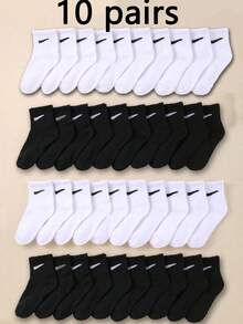 10 pares de calcetines para niños en blanco y negro, aptos para uso diario, unisex para niños y niñas - Multicolor - Ver 7