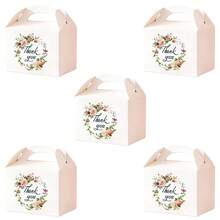 5Pcs Floral Thank You Paper Gift Boxes With Handles – Party Favor Boxes For Wedding, Bridal Shower, Birthday, Candy, Cookies, Small Gifts – Bulk Wholesale - Large Tote Box - View 14