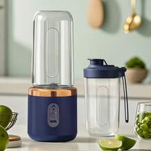 1个400毫升无线便携式电动榨汁搅拌机，包含6个榨汁刀片和2个杯子，多功能榨汁搅拌机，适用于蔬菜、水果和奶昔，适合家庭厨房、户外团队建设和野餐榨汁。 - 彩色 - 查看 11