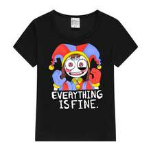 Casual Print Round Neck Short Sleeve T-Shirt Everything Is Fine Jester With Colorful Hat Big Eyes And Smile Red Blue Yellow Colors Cartoon Style Character 1pc,Unisex T-Shirt,All Sizes Available , Anime Character Print T-Shirt, Relaxed Fit Crew Neck Unisex Casual Top, ,Lightweight Kids' Graphic Tee, Great For Pairing With Jeans, Shorts Or Skirts, ,Durable Kids' Tee With Vibrant Cartoon Prints, Easy To Wash And Fade-Resistant, Tween Comfortable Top For Young Students Comfortable Short Sleeve Summer Shirt For Boys & Girls - màu đen - Xem 6