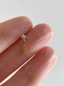 EleRunis 1件 925纯银链吊坠，内平底，耳骨/耳廓穿孔饰品，适合日常佩戴、婚礼、派对、订婚、周年纪念、情人节等场合。 - 金色 - 查看 7