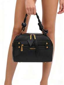 Boston Tote Pillow Bag, New Style, Super Soft, Large Capacity, Crossbody, Women's Bag - màu đen - Xem 3