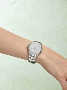 Fossil 女士石英计时腕表，奢华不锈钢表带，带日期显示，防水时尚正装腕表，适合日常/派对佩戴，玫瑰金/金色/银色女士腕表礼品 AM4511/AM4510/AM4509 - 銀色 - 查看 4