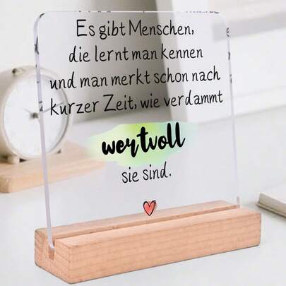1 件装，真挚友谊礼物，德语“Wie Verdammt Wertvoll Sie Sind”（你真是太有价值了）亚克力桌面装饰牌，送给朋友、同事和爱人的礼物，闺蜜节礼物，适合家庭办公室客厅卧室装饰