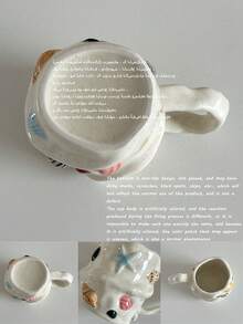 Asymmetrical Cartoon Ocean Glazed Ceramic Mug, Creative Ceramic Cup For Water, Coffee, Breakfast - Multicolor - View 4