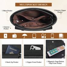 NEWHEY Men's Crossbody Shoulder Bag, Waterproof Leather Crossbody Bag, Unisex Handbag, Shoulder Bag, Crossbody Travel Bag, Artistic Woven Shoulder Strap - Multicolor - View 6