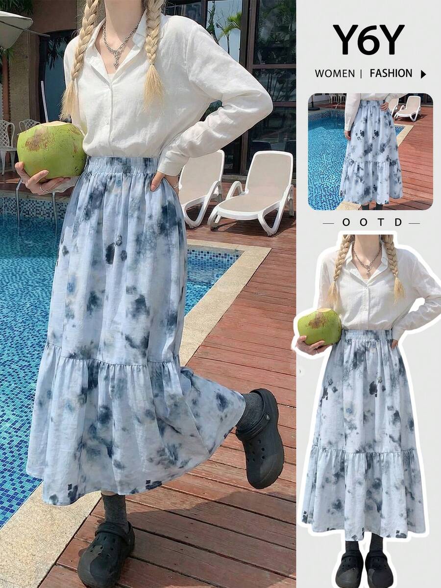 Y6Y Summer New Blue Polka Dot Skirt For Women - Blue - View 1