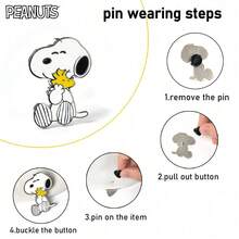 Peanuts 1件史努比官方授权金属珐琅胸针，可爱卡通情侣礼物，小狗个性化收藏品，史努比角色模型饰品，装饰背包书包服装布袋铅笔盒，可爱时尚徽章，适合男女日常佩戴，生日礼物 - 查看 6