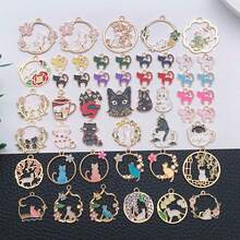 1包珐琅猫咪吊坠，合金珐琅材质，可爱动物造型，萌萌哒小猫咪吊坠，可用于手链、DIY项链、耳环、钥匙扣等手工饰品制作。 - 彩色 - 查看 2