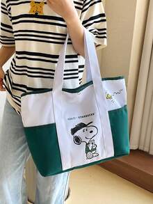 SNOOPY 1个新款史努比印花大容量休闲时尚手提包，女士旅行单肩包 - 彩色 - 查看 8