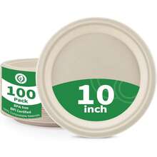 50/100/150pcs Brown/White Round Paper Plates, 100% Compostable, Sugarcane Plates, BPI Certified Bagasse Tableware, Suitable For Daily Meals, Parties, Weddings, BBQs - Brown - View 12