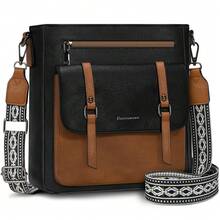 NEWHEY Men's Crossbody Shoulder Bag, Waterproof Leather Crossbody Bag, Unisex Handbag, Shoulder Bag, Crossbody Travel Bag, Artistic Woven Shoulder Strap - Multicolor - View 13