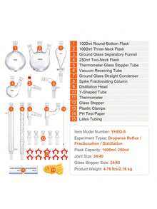 Lab Distillation Kit 3.3 Boro Lab Glassware Distillation Kit With 24 40 Joint 1000ml Essential Oil Distillation Apparatus Kit 29 Pcs Set Of Glassware Equipment - White - View 7