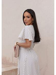 Women's Wrap Midi Dress - 白色 - 查看 2