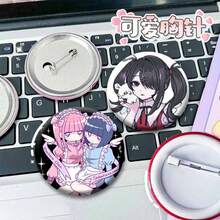 Cool Pink Needy Girl Pin de solapa Kangel Ame Chan insignia de dibujos animados hojalata broche redondo sombrero mochila accesorios regalos para fanáticos del juego T7EN - estilo-21 - Ver 2