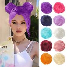 人造花苞发髻，配老虎嘴夹，多用途动漫2D角色扮演造型发垫，适用于发髻发型 - 彩色 - 查看 10