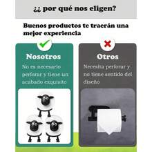 3 Piezas Porta Rollos Papel de baño,Soporte para Papel higiénico,No Hay Necesidad de perforar, la Imagen de Las ovejas Lindas Me - A - Ver 3