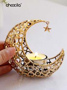 choxila 1pc Metal Candle Holder, Moon Candle Holder, Eid Ramadan Candle Holder, Decorative Metal Lantern For Gift And Coffee Table Centerpiece, Candlestick For Home, Office, Wedding Decorations - Moon Candle Holder - View 11