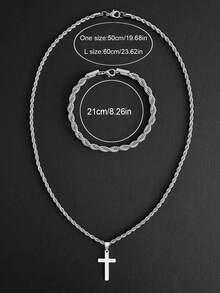 Bộ 2 món vòng tay và dây chuyền mặt dây chuyền bằng thép không gỉ tối giản, món quà thanh lịch dành cho bạn bè và gia đình, phù hợp cho các bữa tiệc và sử dụng hàng ngày. - Nhiều màu - Xem 5