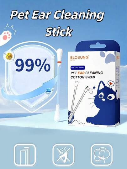 Disposable Pet Cleaning Cotton Swab, Cleaning Essential Oil, Dog Ear Wash, Cat Ear Wash, Ears, Eyes, Cleaning Earwax, Eye Droppings, Tear Stains, Cleaning Stick, Loved By Both Dog Lovers And Dog Mothers, As Well As Cat Lovers And Cat Mothers, For Gentle Cleaning