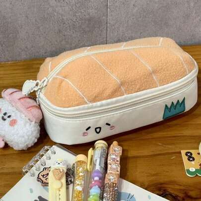 1pc Cute Salmon Plush Pencil Case - Large Capacity, Ocean Theme Stationery Storage Bag, Suitable For Students (Gift)