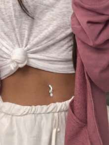 1 pieza Anillo de ombligo de plata de ley 925 con circonita cúbica ovalada, joyería de piercing de ombligo con CZ transparente - uña del ombligo - Ver 6