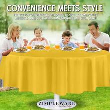 Premium Yellow Plastic Table Cloth Disposable (6 Pack) Round Tablecloth (84in) Party Table Cloths Disposable, Table Cloth Round Cover Any Table Up To 6 Feet - Yellow + 6 Pack 84" Round - View 4