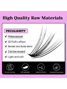 12Lines MASSCAKU Cluster Eyelash Extension C/D 8-15mm Foxy Eyes Cat Look Natural Individual Eyelashes Bunches Makeup Tool Lashes Cilia - D - View 4