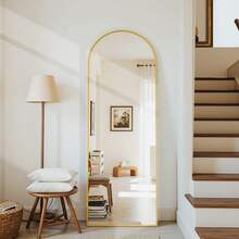 Antok Full Length Mirror, 57"X19" Arch Floor Mirror, Floor Standing Mirror Freestanding Arch Full Body Mirror With Stand For Bedroom, Hanging Mounted Mirror For Living Room Cloakroom Home Decor Back To School Room Decor School Supplies - 金色 - 查看 3