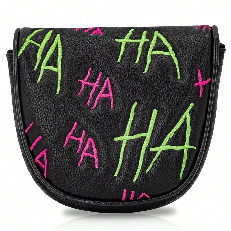 HA Alphabet Fun Design Style Golf Club Head Cover, Half-Circle Putter Head Cover, PU Material, Suitable For Most Brands, With Advanced Embroidery - Multicolor - View 1