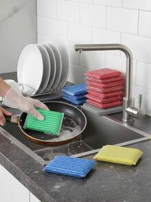 4/8/16片装可重复使用厨房清洁海绵，洗碗海绵，清洁布，双面擦洗海绵，厨房清洁工具，适用于餐具、锅具、炉灶、微波炉 - 彩色 - 查看 10