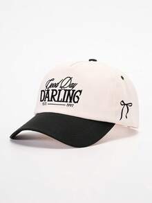 1顶绣有“DARLING”字样的侧边蝴蝶结撞色棒球帽，可调节遮阳休闲帽，适合春秋季旅行，多功能遮阳帽，Y2K风格，适合年轻人 - 棒球帽 - 查看 5