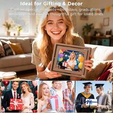 Pack 5x7 Walnut Rotating Floating Picture Frames, Double-Sided Solid Wood Photo Frame With HD Glass, Shatterproof, Fade Resistant, UV Protection, Ve..Rtical Or Horizontal Tabletop Display - 胡桃木5x7 - 查看 8