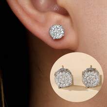 2pcs Women's Full Zirconia Stud Earrings, Suitable For Couples - Earring - View 7