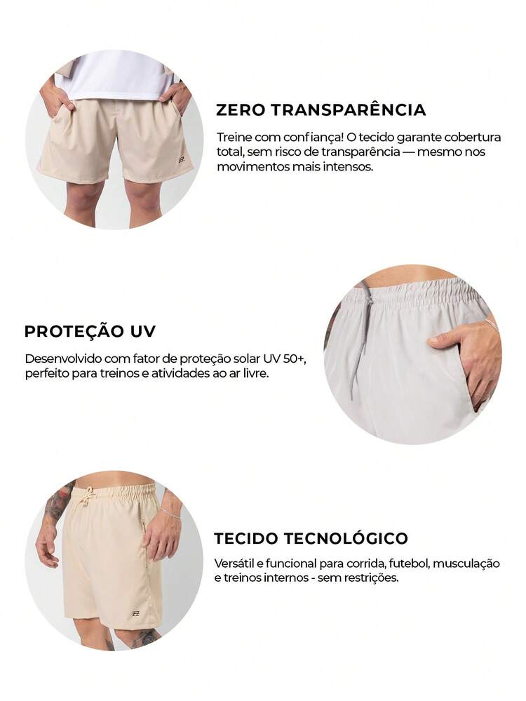 Kit 3 Bermudas com Bolsos Masculinas Academia Treino Verão Praia Corrida Shorts Elástico - Chumbo - Visão 2