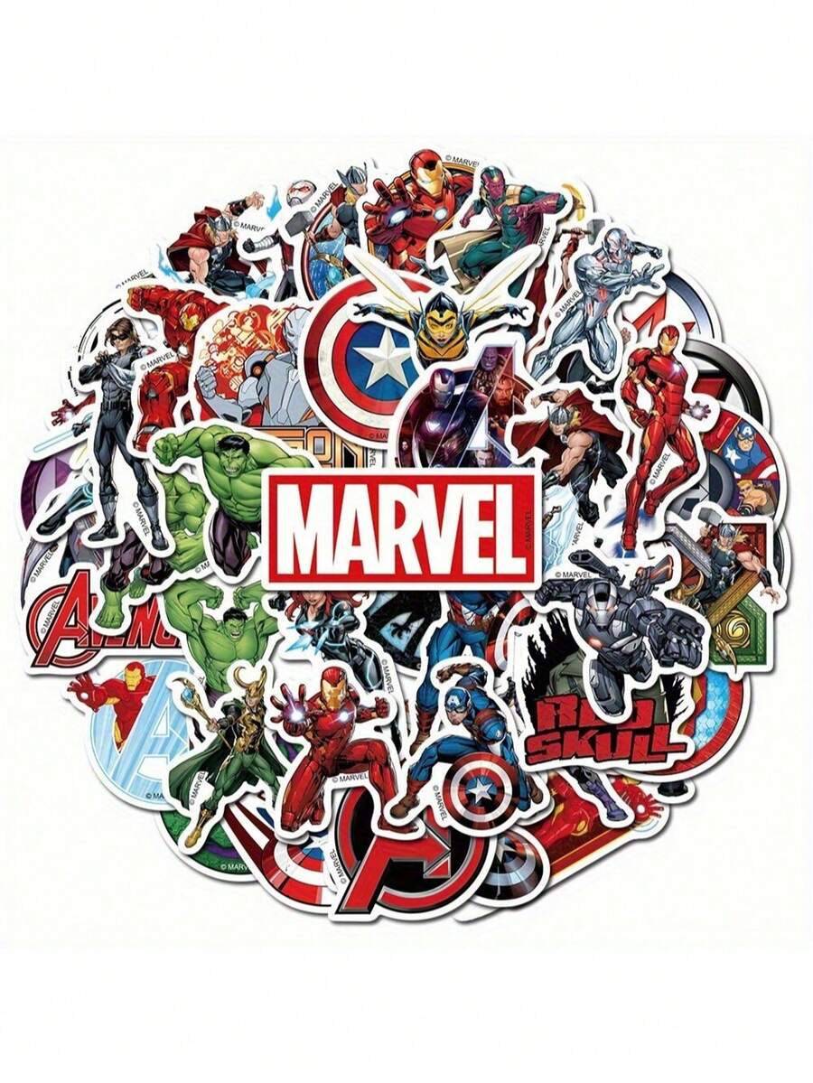 Hasbro 50件/組復仇者聯盟貼紙,時尚防水不黏手裝飾貼紙,節日DIY創意禮物,新年禮物、情人節禮物、復活節禮物 - 彩色 - 查看 1