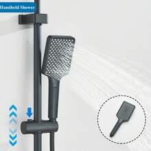 Black Exposed Shower System 4 Function Rainfall Shower Faucet Set W/Hand Shower - 黑色 - 查看 6