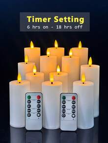 2/4/8/12 Pcs Flameless Candle Lights With Remote Control, Battery Powered, Timer/Remote Function, Realistic Electronic Candles, Warm Flame, Flameless & Odorless, Ideal For Tabletop Centerpiece Decor, Great Gift For Home, Halloween, Christmas, Birthday, Wedding, Party, Various Holiday Ambiance Lighting - 白色-暖光款 - 查看 7